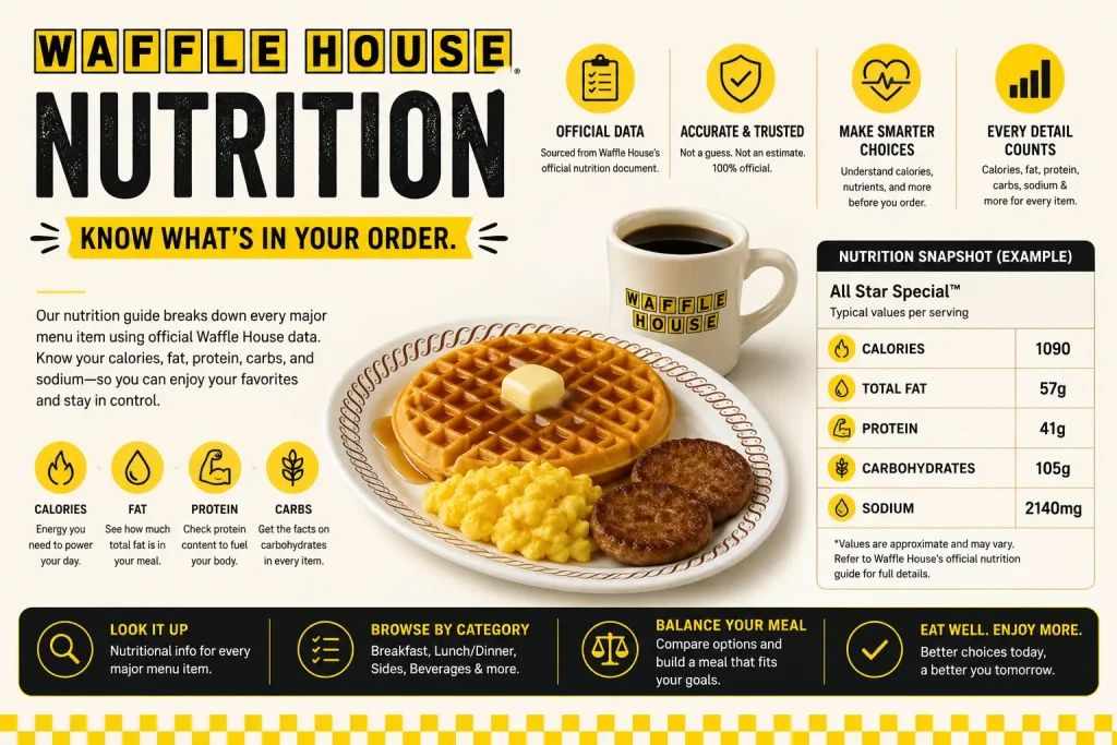 Waffle House Nutrition 2026 Calories, Fat & Protein Guide 1 Waffle House Nutrition