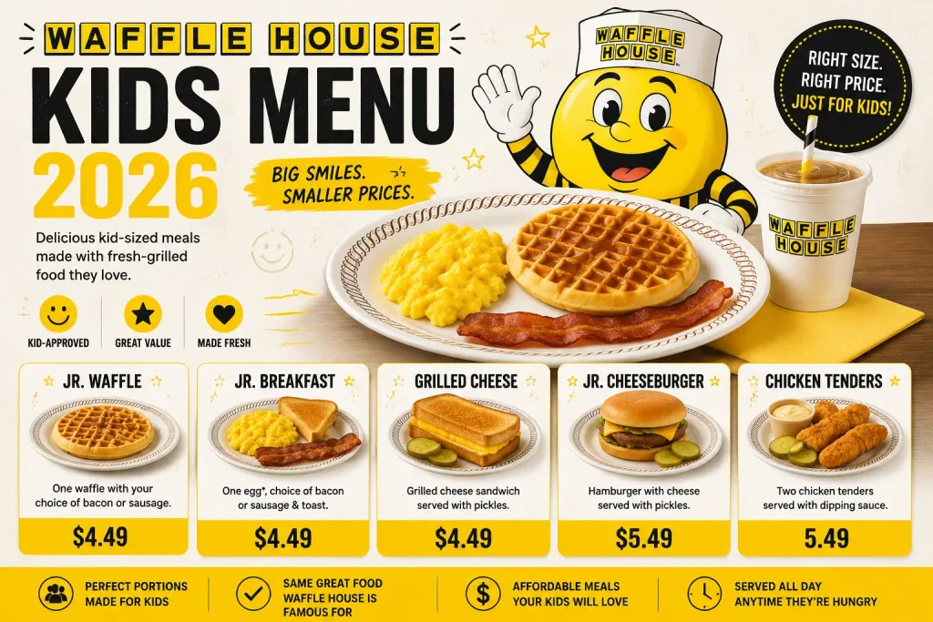 Waffle House Kids Menu 2026 Prices, Calories & Options 1 Waffle House Kids Menu